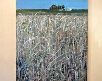 Prairielandschap acryl SCHILDERIJ - Galerie verpakt 24 x 30" canvas - "Tall Grass Prairie I"