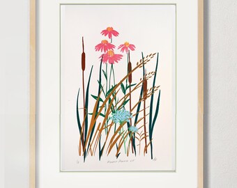 Wild Flowers-zeefdruk - 12 x 17" Limited Edition-serie - 'Midwest Prairie' v.5