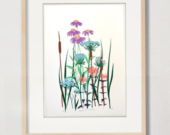 Wild Flowers-zeefdruk - 12 x 17" Limited Edition-serie - 'Midwest Prairie' v.6
