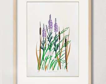 Wilde bloemen zeefdruk - 12 x 17" Limited Edition-serie - "Midwest Prairie" v.2"