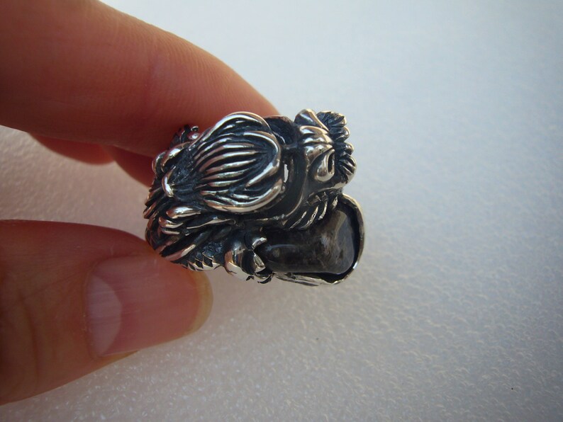 Labradorite Silver Ring Antique Style Silver Ring Goth Ring Dragon Jewelry For Men Biker Rings Designer Ring Jewelry For Men 925 Silver Ring