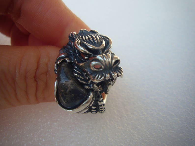 Labradorite Silver Ring Antique Style Silver Ring Goth Ring Dragon Jewelry For Men Biker Rings Designer Ring Jewelry For Men 925 Silver Ring