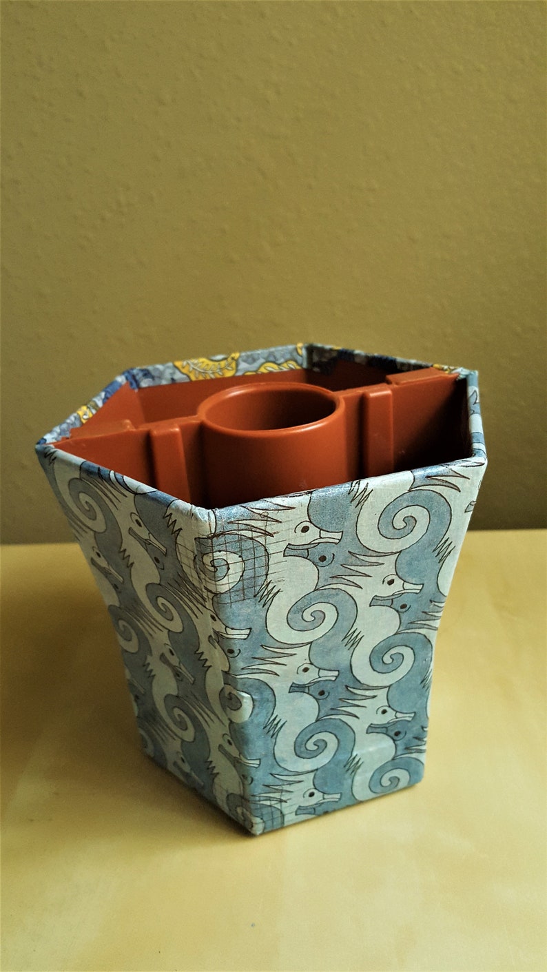 PATIO UMBRELLA VASE New Upcycled Hand Collaged M C Escher ...