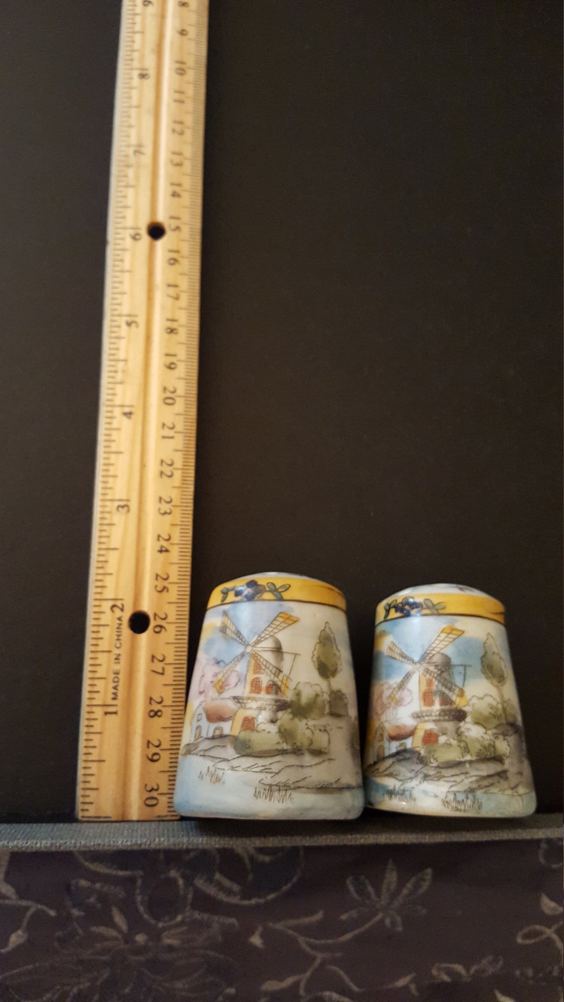 SALT and PEPPER Shakers Dutch WINDMILL Porcelain Handpainted Etsy