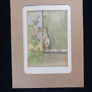 PETER RABBIT Original 1904 Henry Altemus Edition Beatrix Potter Art Print Lithograph Antique Vintage Matted Natural