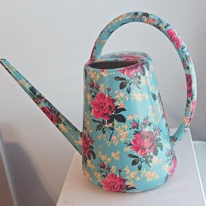 NEW Watering Can 1 Gallon Resin 15x7x12" VINTAGE French Floral Art Paper Hand Collaged Hand Crafted and Sealed