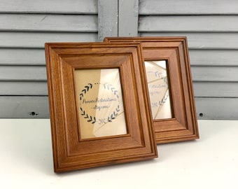 Set of Wooden Picture Frames; 3.5x5 Picture Frames; Wood Picture Frames; Honey Walnut Picture Frames