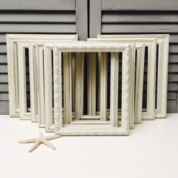8x10 Antique White Picture Frames Set Ornate Image 0