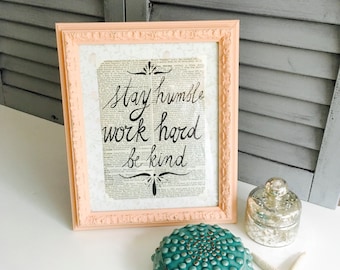 Vintage Dictionary Paper Print Quote; Shabby Chic Frame with Inspirational Saying; Vintage Painted Frame; Shabby Chic Wall Art;