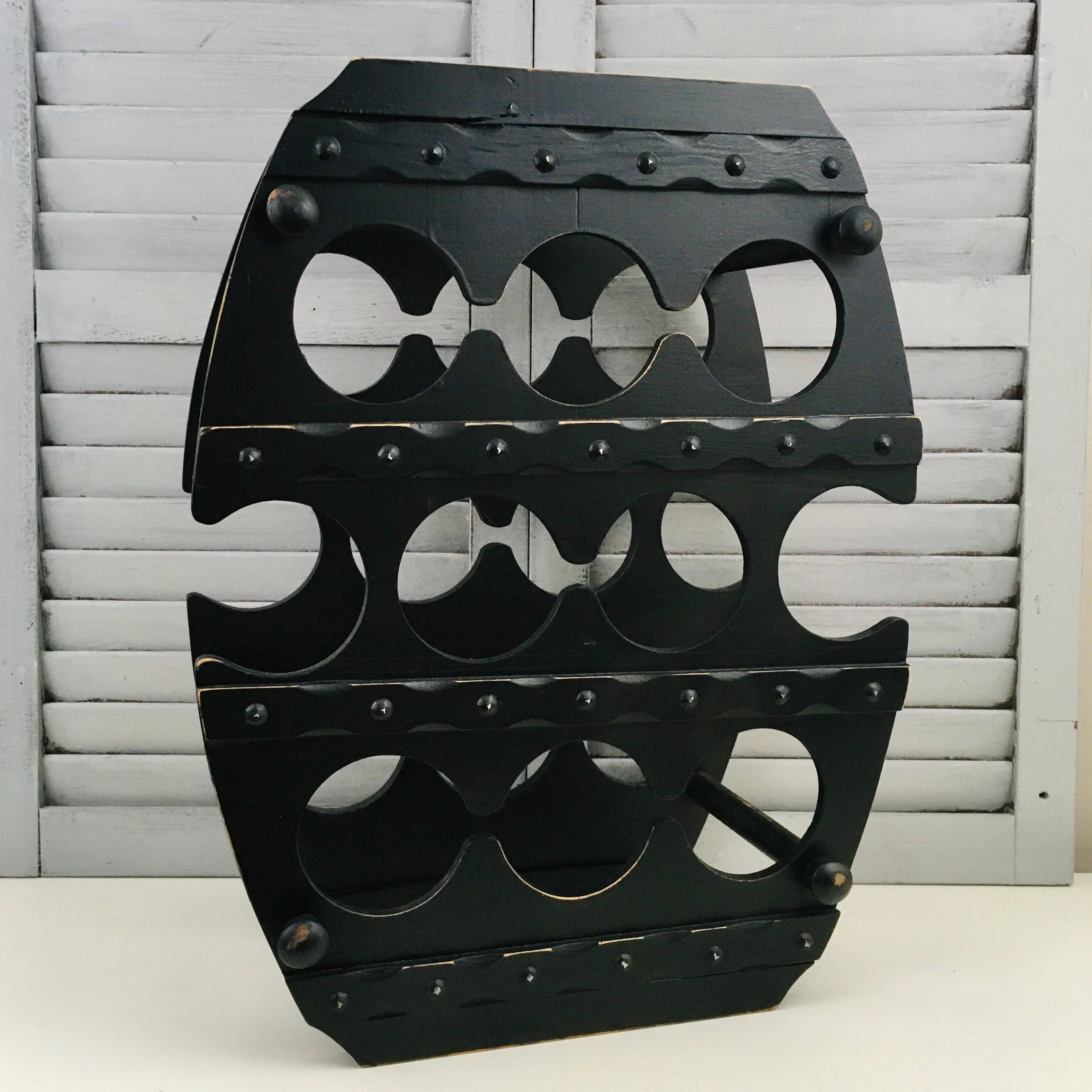 Vintage Wine Rack Industrial Wine Rack Hand Painted Distressed Wooden