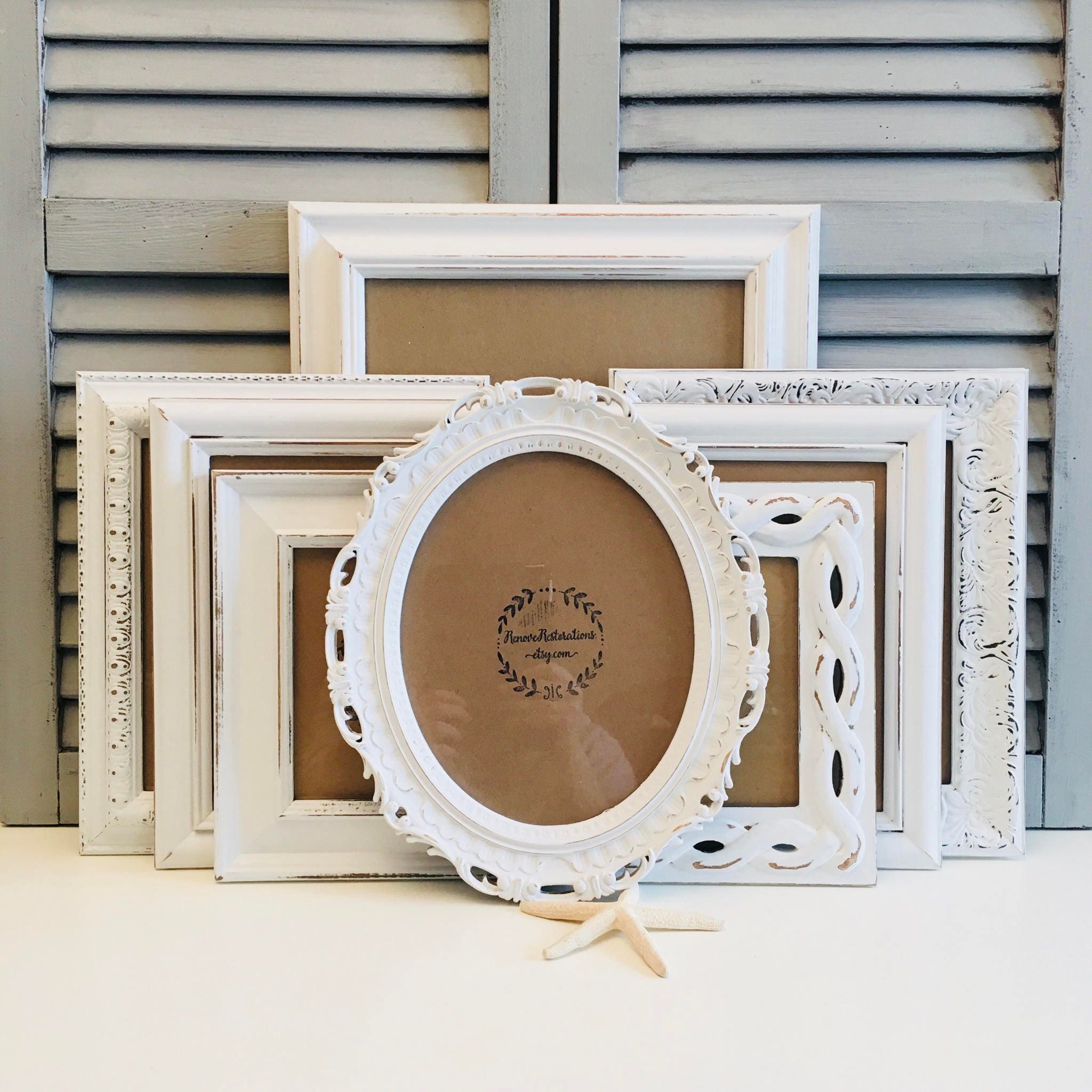 White Shabby Chic Frame Set HandPainted Gallery Wall Frames Etsy