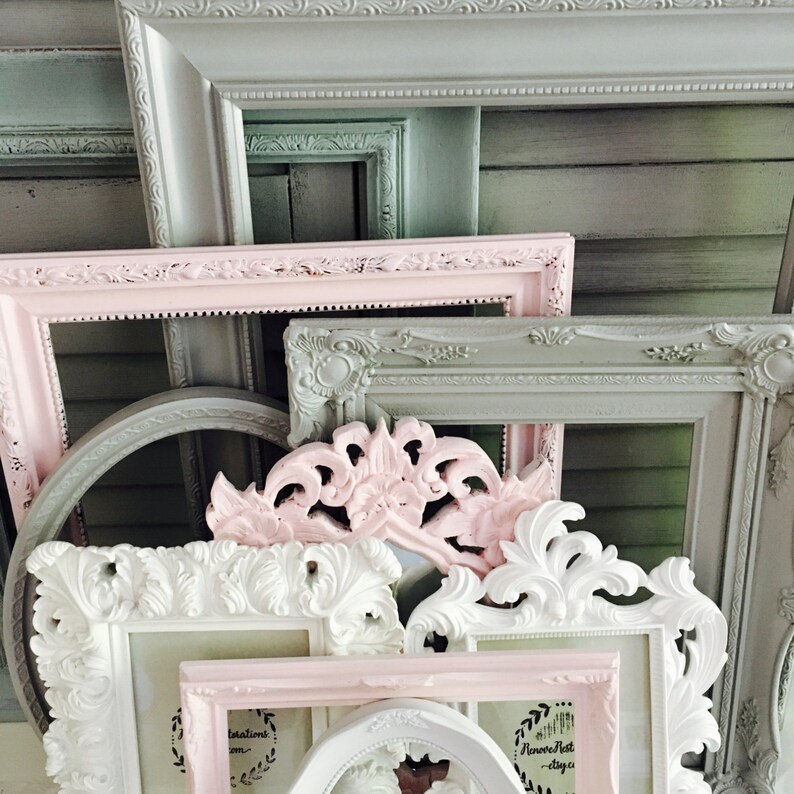 Custom Frames Set 10 Ornate Large Frames Pink Grey Nursery Gallery Wall Frames Ten Shabby Chic Frames Distressed Frame Frame Collage Frames Craft Supplies Tools Delage Com Br