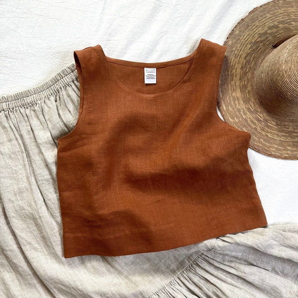 PIPER CROP - Linen Crop Tank Top Made to Order