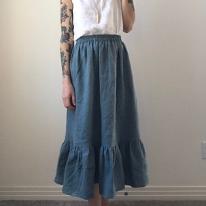 SALE Ready to Ship MEADOWLARK Linen Midi Skirt / Linen | Etsy