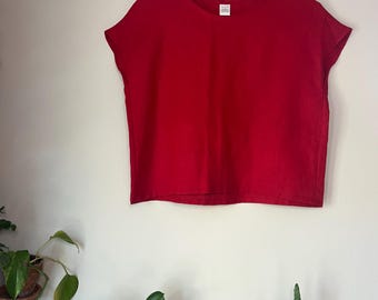 Holly Terra Linen Boxy Top, Round Neck, 100% Flax, Women's Tee