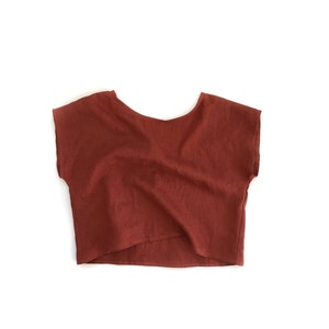 Linen Crop Top - 100% Flax Linen Women's Cap Sleeve Boxy Top - Made to Order