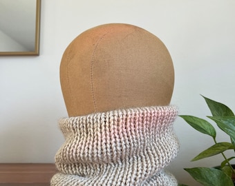 SOLDES - COWL - écharpe double maille 100 % polyester recyclé faite main - beige OAT