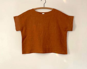 T-shirt à manches courtes en lin CIDER VENTE 40 % de réduction sur le T-shirt - t-shirt carré en lin - haut en lin - mode minimaliste - t-shirt en lin - haut en lin pour femme