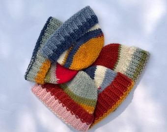 100% Wool One of a Kind Hand Knit Adult Hat - Sailor Cap - Beanie