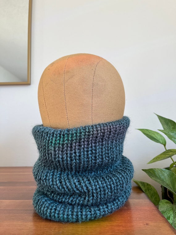 SALE - COWL - handmade 100% recycled polyester double knit cowl scarf - JUNIPER Green Ready to Ship