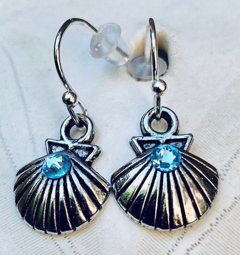 Tiny Silver Sea Shell Dangle Earrings Beachy Stocking Stuffer Beach Wedding Gift Gift for Beach Lover Beach Jewelry