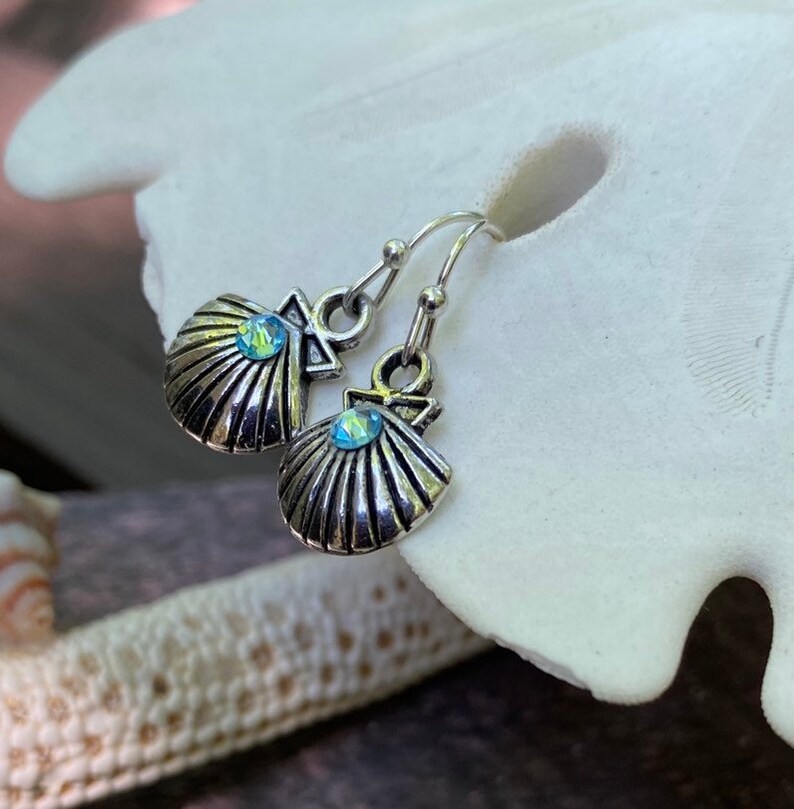 Tiny Silver Sea Shell Dangle Earrings Beachy Stocking Stuffer Beach Wedding Gift Gift for Beach Lover Beach Jewelry