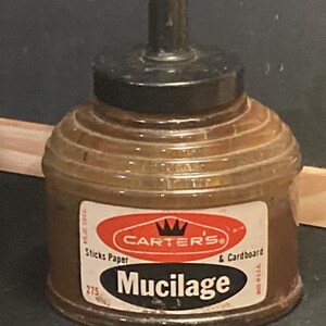 Botella de mucílago Carter's, década de 1950: botella de vidrio de mediados de siglo, decoración art déco, Carter's Ink, publicidad vintage.