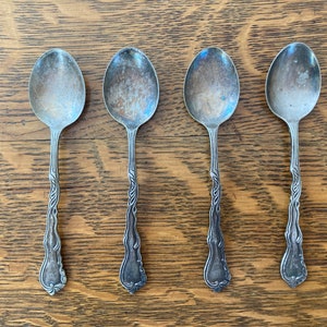 Set of 4 Vintage Extra PR. NS. Sweden Silver Plated Demitasse Spoons, 1950s - coffee spoons,  collectible silverware, Scandinavian Spoons