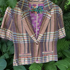 Robert Graham Blazer, Size 4 - short sleeved blazer, plaid blazer, designer blazer