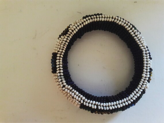 Zulu Beaded Bangle Bracelet, glass beads, trade beads, seed beads View 5