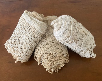 Antique Handmade Crochet Lace Trim Lot, Cotten, early 1900s - vintage lace