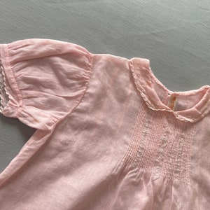 Adorable hand made, hand embroidered Pink baby dress, 1940s -  summer baby dress, pink baby dress, vintage baby dress