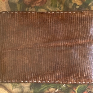 Echte Eidechsenleder-Brieftasche, Handgenäht, Made in Somalia, 70er Jahre - exotisches Leder, Vintage Geldbörse