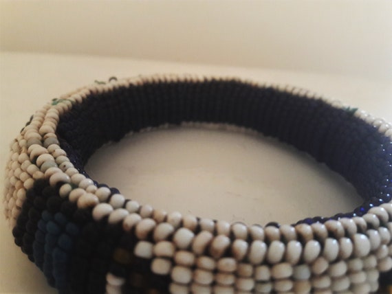 Zulu Beaded Bangle Bracelet, glass beads, trade beads, seed beads View 4
