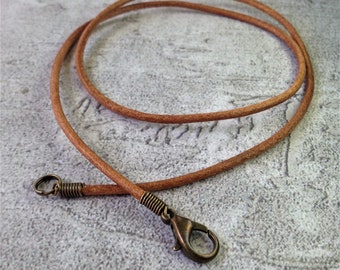 1.5mm Natural Leather Cord Necklace w/ Antique Bronze Lobster Clasp • 13", 14", 15", 16", 18", 24", 27", 30" • One or Set of Five