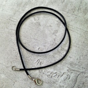 1.5mm Black Round Leather Cord Necklace with Silver lobster Clasp 13, 14, 15, 16, 18, 20, 22, 24, 27, 30 One or Set of Five image 1