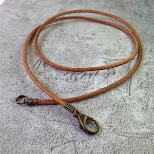 1.5mm Natural Leather Cord Necklace w/ Antique Bronze Lobster Clasp • 13&quot;, 14&quot;, 15&quot;, 16&quot;, 18&quot;, 24&quot;, 27&quot;, 30&quot; • One or Set of Five