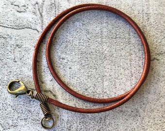 2mm Metallic Red Leather Cord Necklace w/ Antique Bronze Lobster Clasp | 13", 14", 15", 16", 18", 24", 27", 30" | One or Set of Five