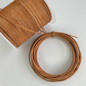 1mm Tan Natural Round Leather Cord 2 metres 2.19 yards, 5 metres 5.47 yards or 10 metres 10.93 yards image 1