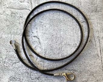 2mm Dark Brown Round Leather Cord Necklace w/ Silver Lobster Clasp • 13", 14", 15", 16", 18", 20", 22", 24", 27", 30" • One or Set of Five