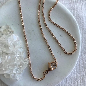 Rose Gold Plated Stainless Steel Chain Necklace • Tarnish Resistant • Flat Cable Chain • 2mm x 2.5mm • Length 13" - 33” • One or set of Five