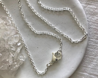 Silver Plated Stainless Steel Chain Necklace • Tarnish Resistant • Flat Cable Chain • 2mm x 2.5mm • Length 13" - 33” • One or Set of Five