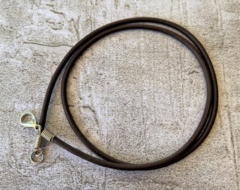 2.5mm Dark Brown Round Leather Cord Necklace w/ Silver Lobster Clasp • 13", 14", 15", 16", 18", 20", 22", 24", 27", 30" • One or Set of Five