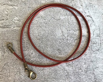 2mm Terracotta Leather Cord Necklace w/ Antique Bronze Lobster Clasp • 13", 14", 15", 16", 18", 20", 22", 24", 27", 30" • One or Set of Five