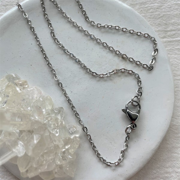 Stainless Steel Chain Necklace • Flat Cable Chain • 2mm x 2.5mm • Length 13" - 33” • One or Set of Five