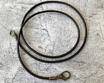 1.5mm Dark Brown Leather Cord Necklace w/ Antique Bronze Lobster Clasp • 13", 14", 16", 18", 20", 22", 24", 27", 30" • One or Set of Five