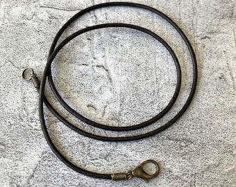 1.5mm Dark Brown Leather Cord Necklace w/ Antique Bronze Lobster Clasp • 13", 14", 16", 18", 20", 22", 24", 27", 30" • One or Set of Five