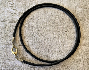 2.5mm Black Round Leather Cord Necklace w/ Silver Lobster Clasp • Length 13", 14", 16", 18", 20", 22", 24", 27", 30" • One or Set of Five