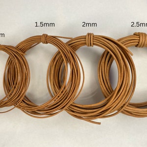 1mm Tan Natural Round Leather Cord 2 metres 2.19 yards, 5 metres 5.47 yards or 10 metres 10.93 yards image 4