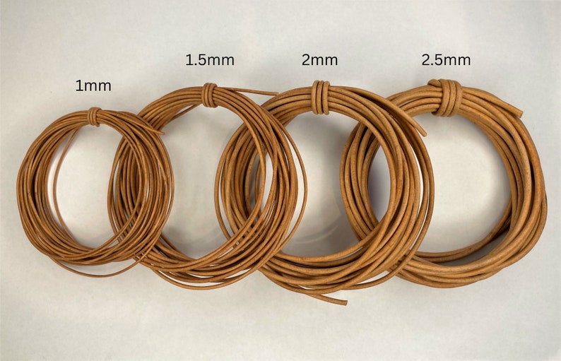 1mm Tan Natural Round Leather Cord 2 metres 2.19 yards, 5 metres 5.47 yards or 10 metres 10.93 yards image 4